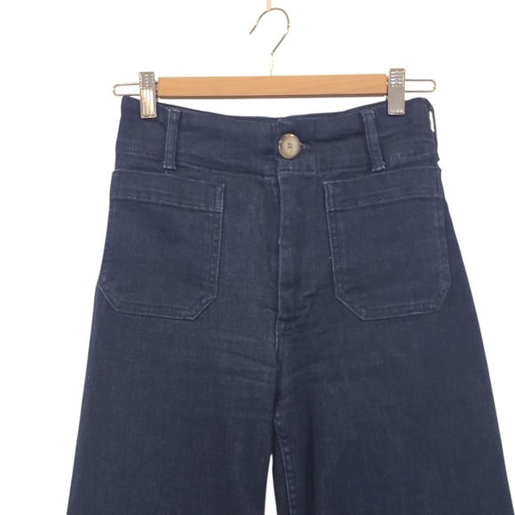 Maeve The Colette Wide Leg Jeans Womens Size 24 Dark Wash High Rise Patch Pocket - Picture 3 of 7